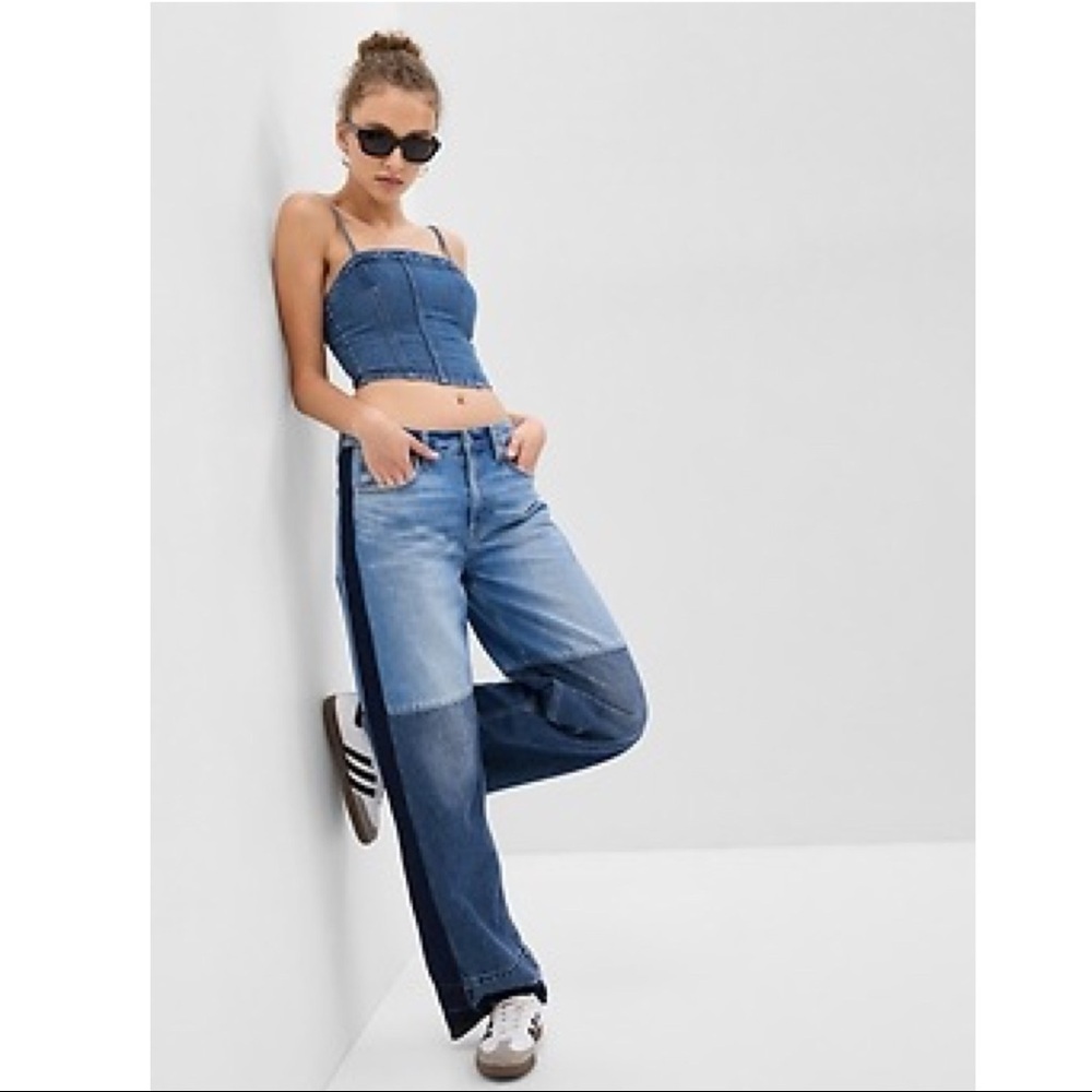Gap Low Rise Patchwork Baggy Jeans